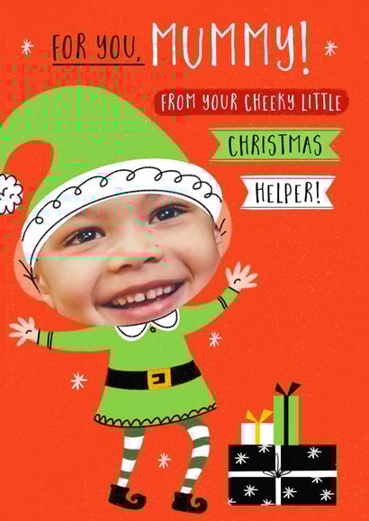 Cute Christmas Card - For Mum - Cheeky Helper - Elf created by Dalia Clark Design