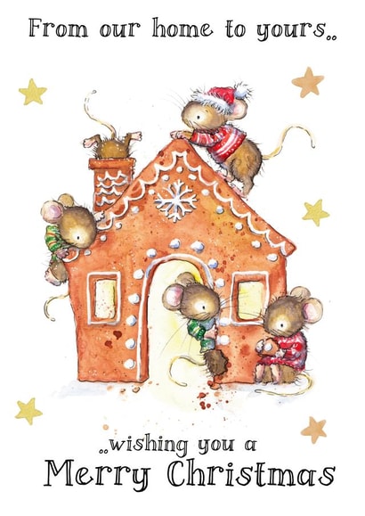 Cute Birthday Card - Our Home To Yours - Mice - Gingerbread created by Kate Garrett