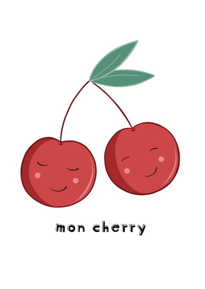 Cute Anniversary/Valentines Day Card - Mon Cherry - Cherries created by Georgie Richards