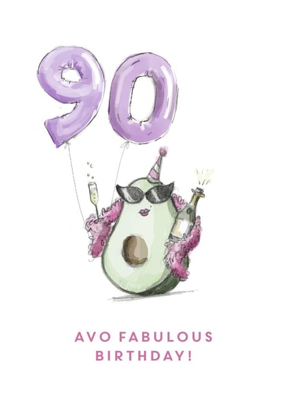 Funny Birthday Card - Avocado - Balloons created by @doublepea_designs