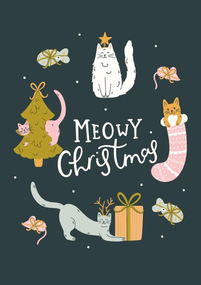Cute Christmas Card - Cats - Meowy Christmas created by Abbie Imagine