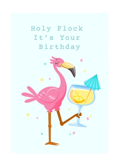Humorous tongue in cheek, flamingo birthday card. created by The Handmade Card Company
