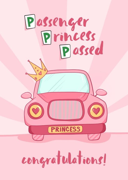 Funny Congratulations Card - Passenger Princess - Passed Driving Test created by Running with Scissors