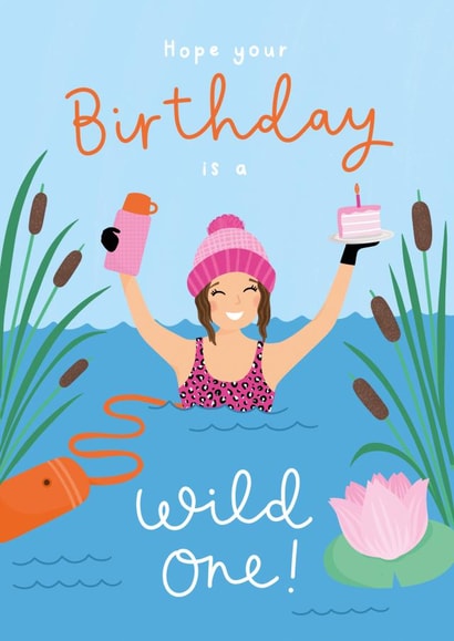 Fun Birthday Card - For Her - Wild Swimming created by Jess Moorhouse