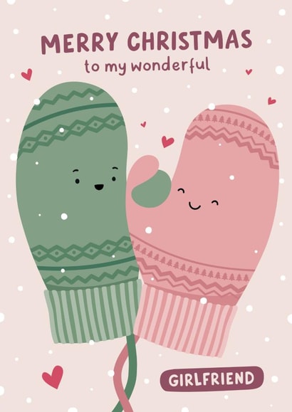 Cute Christmas Card - For Girlfriend - Mittens created by Fliss Muir