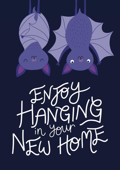 Cute New Home Card - Hanging Bats - Halloween created by Christine Cuddihy Illustration