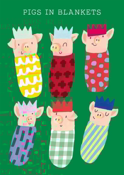 Cute Christmas Card - Pigs In Blankets - Wrapping Paper created by Holly Fox