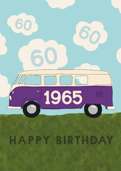 Classic 60th Birthday Card - Campervan - 1965 created by Giddy Kipper