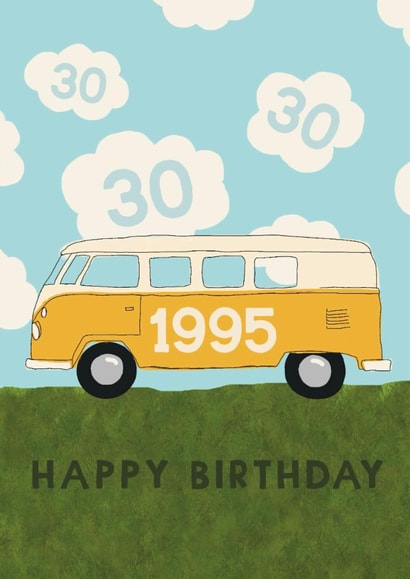 Classic 30th Birthday Card - Campervan - 1995 created by Giddy Kipper