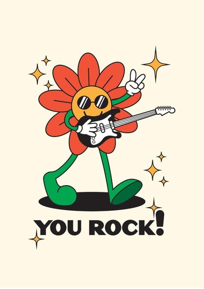 Fun Just Because Card - You Rock! - Flower created by Little Prints By Emma