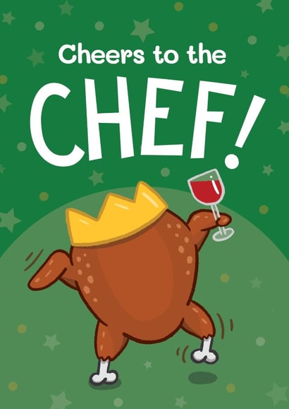 Funny Christmas Card - Cheers To The Chef! - Turkey created by Bev O'Connor || @oconnordesign