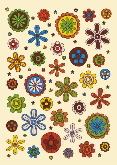 Retro Just Because Card - Flowers - Funky Pattern created by racwo_shows