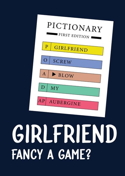 Cheeky Birthday/Christmas Card - Pictionary - Girlfriend created by Quinton cards