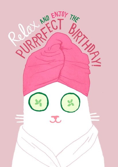 Funny Birthday Card - Cat - Spa - Purrfect created by Pencilface