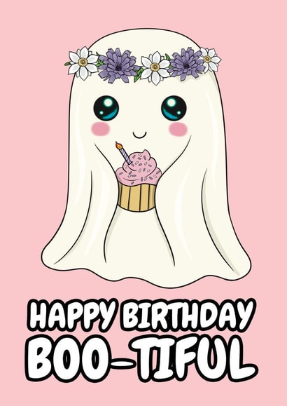 Cute Birthday Card - Ghost - Boo-Tiful created by @Cupsie's Creations