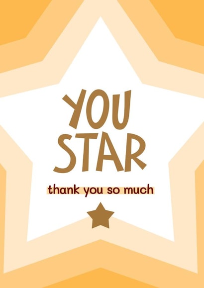 Classic Thank You Card - You Star - Gold Star created by Bev O'Connor || @oconnordesign