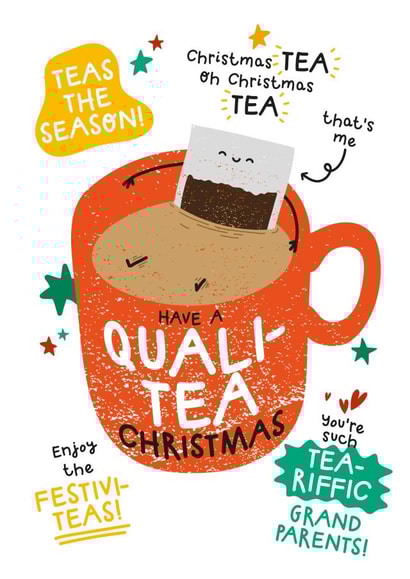 Funny Christmas Card - For Grandparents - Tea Puns created by Twisted Haggis