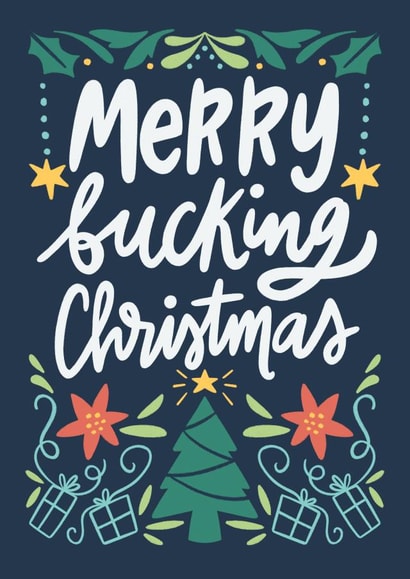 Funny Christmas Card - Merry Fucking Christmas - Typography created by Happy Introvert