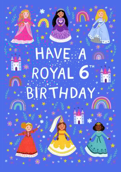 Cute 6th Birthday Card - For Her - Princesses created by Pear Tree Press