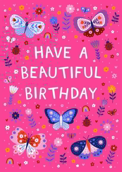 Cute Birthday Card - For Her - Butterflies And Ladybirds created by Pear Tree Press