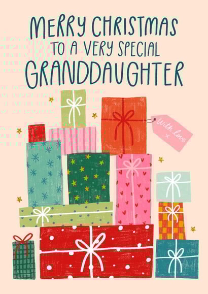 Cute Christmas Card - For Granddaughter - Presents created by katie illustrated