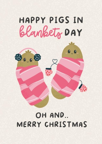 Cute Christmas Card - Pigs In Blankets created by Fierce and Fred