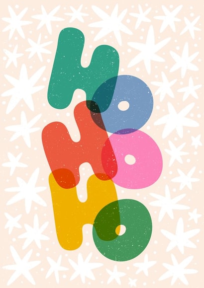 Modern Christmas Card - Ho Ho Ho - Stars created by Tawn Moore