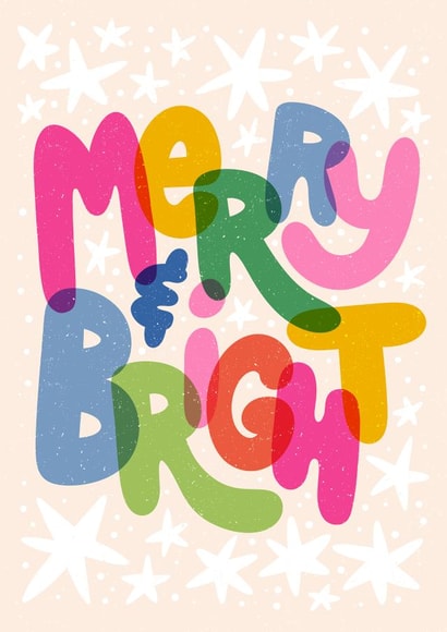 Modern Christmas Card - Merry & Bright - Stars created by Tawn Moore