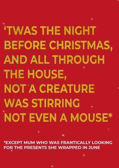 Funny Christmas card for organised mum, dad, sibling xmas card created by Thoughtfully Made UK