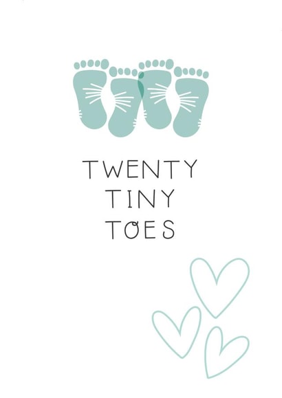 Cute New Baby Card - Twins - Twenty Tiny Toes created by Two For Joy Illustration