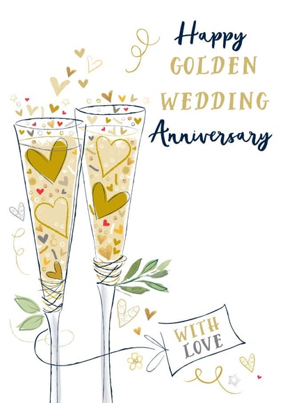 Traditional Anniversary Card - 50th - Golden Wedding - Champagne created by Katie Phythian Design