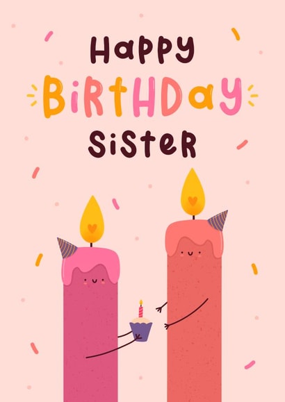 Cute Birthday Card - For Sister - Birthday Candles created by Joanne Hawker