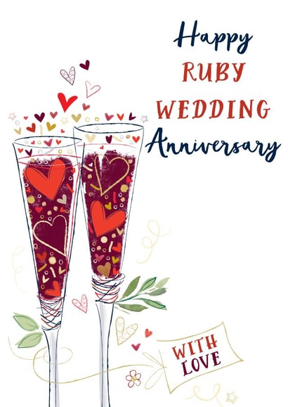 Traditional Anniversary Card - 40th - Ruby Wedding created by Katie Phythian Design
