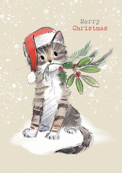 Cute Christmas Card - Cat - Holly created by Paper Shed Design