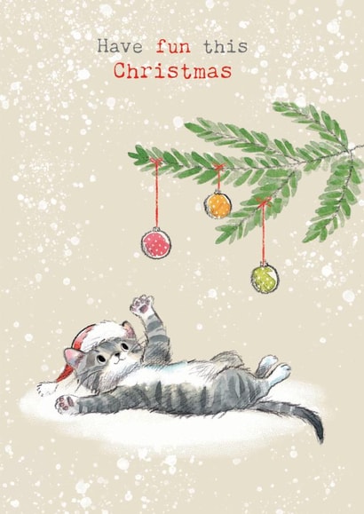 Cute Christmas Card - Have Fun This Christmas - Tabby Cat created by Paper Shed Design