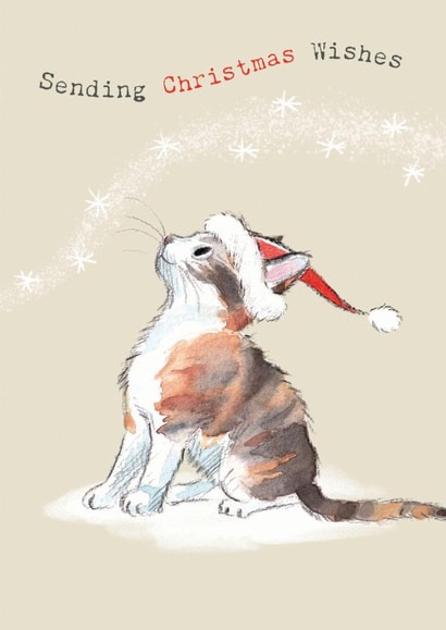 Cute Christmas Card - Christmas Wishes - Tabby Cat created by Paper Shed Design