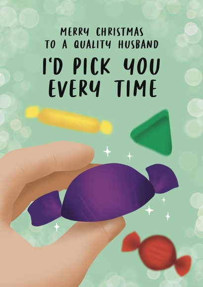 Cute Christmas Card - For Husband - Quality Street created by Lucy Marie Design