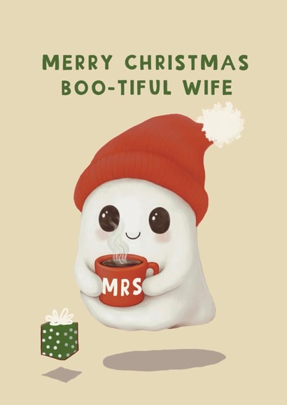 Cute Christmas Card - For Wife - Ghost created by Giddy Kipper