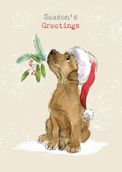 Cute Christmas Card - Seasons Greetings - Brown Puppy created by Paper Shed Design