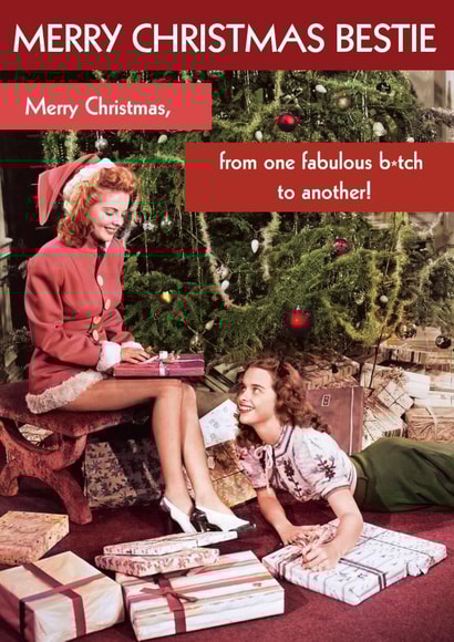 Friend Christmas Funny Card - Retro - From one fabulous b*tch to another created by Quitting Hollywood