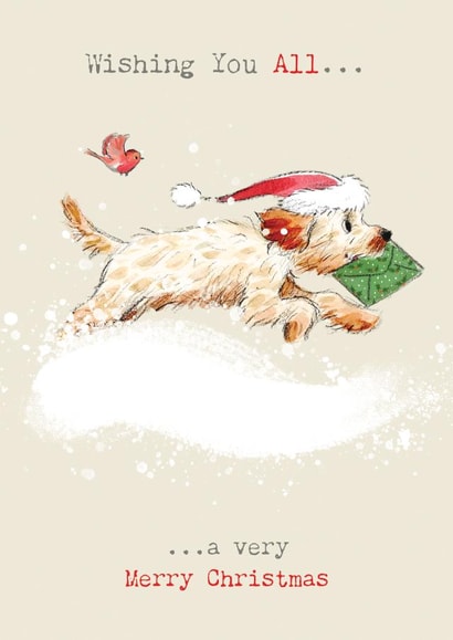Cute Christmas Card - From Our House To Yours - Running Dog created by Paper Shed Design