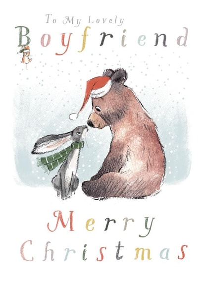 Cute Christmas Card - For Boyfriend - Bear, Hare & Mouse created by Paper Shed Design