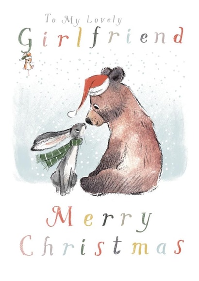 Cute Christmas Card - For Girlfriend - Bear Hare & Mouse created by Paper Shed Design