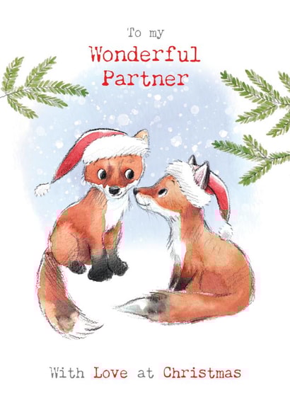 Cute Christmas Card - Wonderful Partner - Foxes created by Paper Shed Design