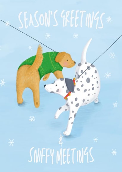 Cute Dog Christmas Card - Season's Greetings - Sniffy Meetings created by Sian Moore Illustration