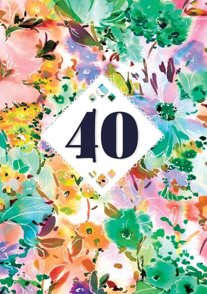 Pretty Birthday Card - 40th - Watercolour Florals created by Rebecca Prinn