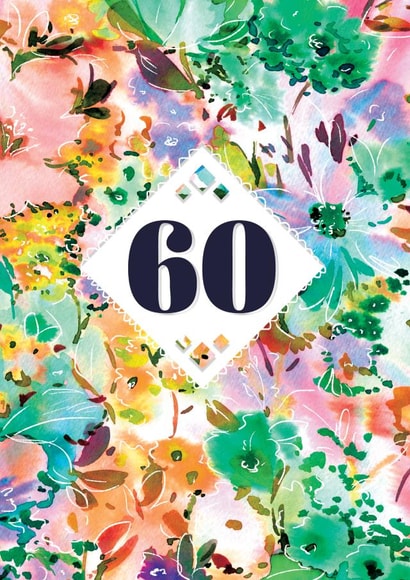 Pretty Birthday Card - 60th - Watercolour Florals created by Rebecca Prinn