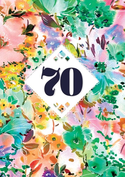 Pretty Birthday Card - 70th - Watercolour Florals created by Rebecca Prinn