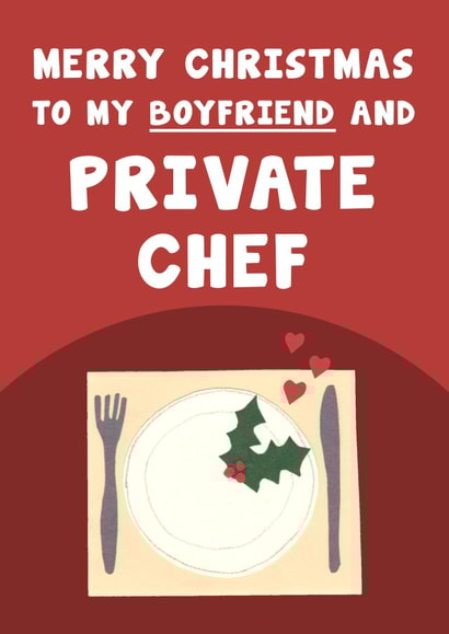 Funny Christmas Card - For Boyfriend - Private Chef created by Card and Cake