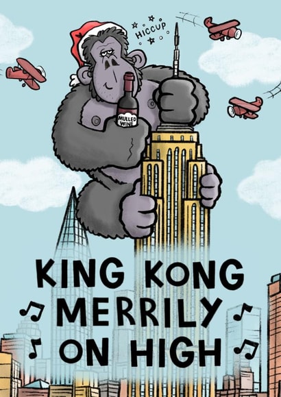 King Kong Pun Cartoon Christmas Card created by Carl Batterbee